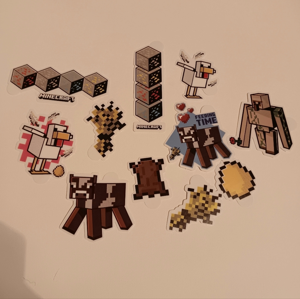 Set of 11 Minecraft Stickers - Livestock Themed